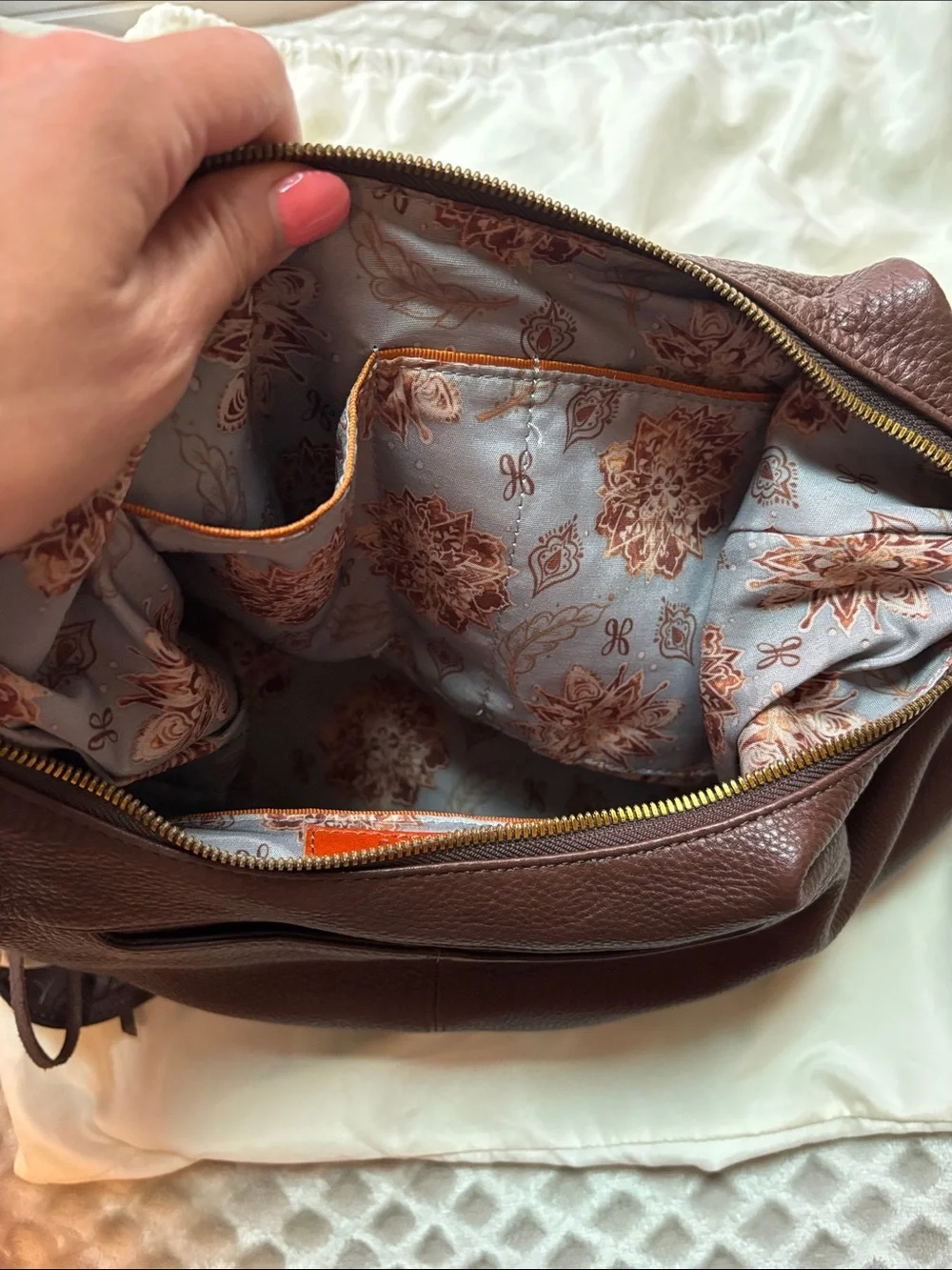 HOBO Chocolate Brown Pebbled Leather Hobo Shoulder Bag